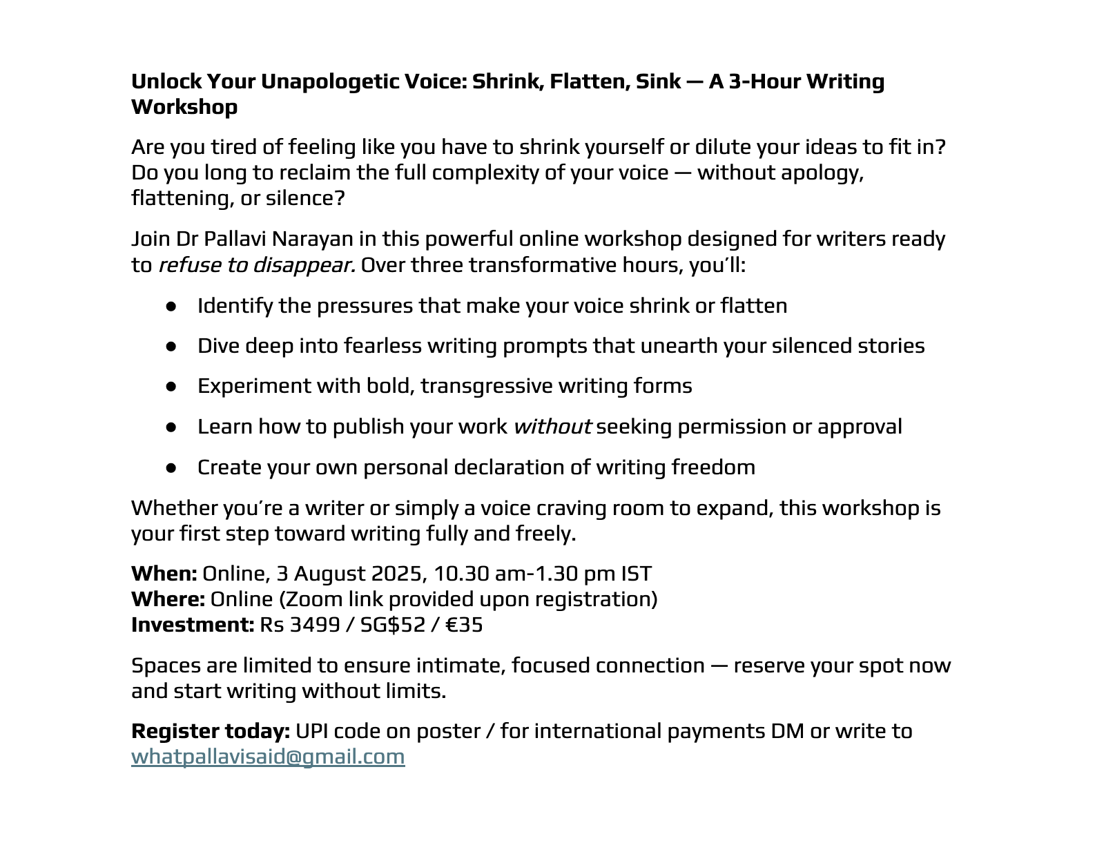 Upcoming Workshop 4